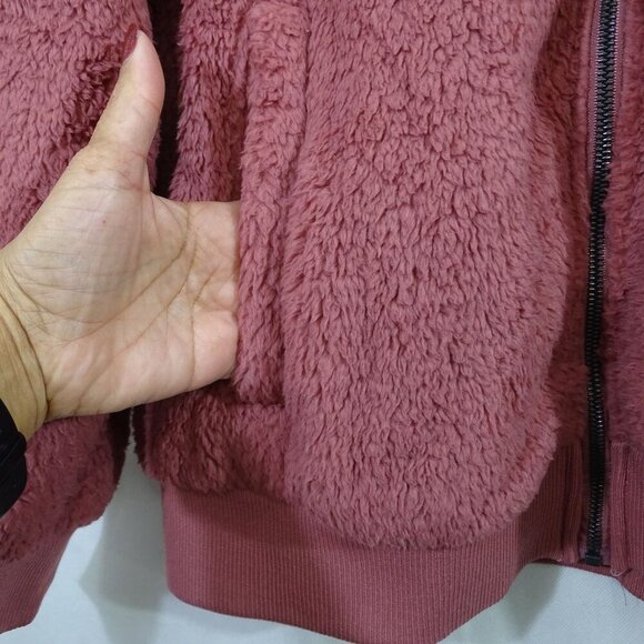 Free Country Full Zip Plush Sherpa Jacket Women Size XL Pink High Neck NEW - Picture 3 of 12